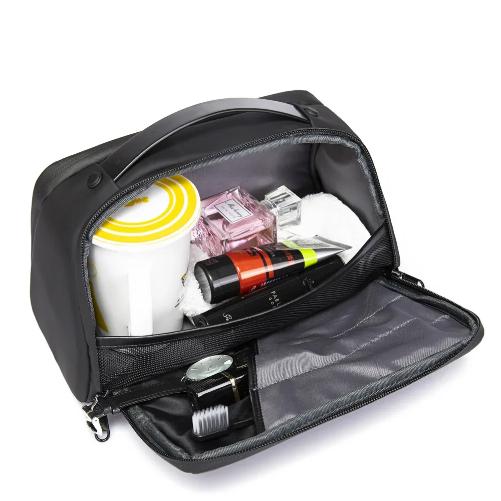 trousse toilette oxford université noire gris boîte étanche séparation humide sec cosmétiques maquillage voyage