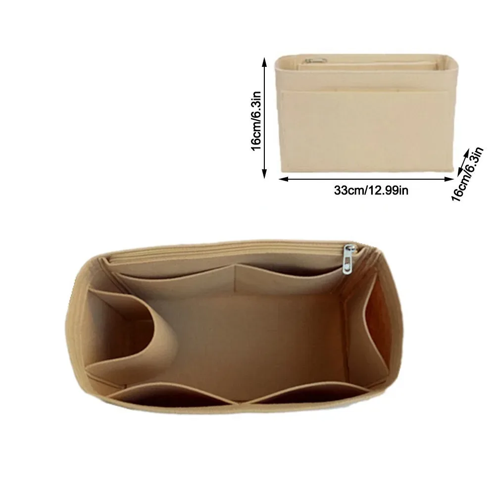 sac d'insertion en feutre multi-poches avec fermeture éclair, organisateur de sac à main grande capacité, sac intérieur pour lv speedy25/30/35/gentlewoman