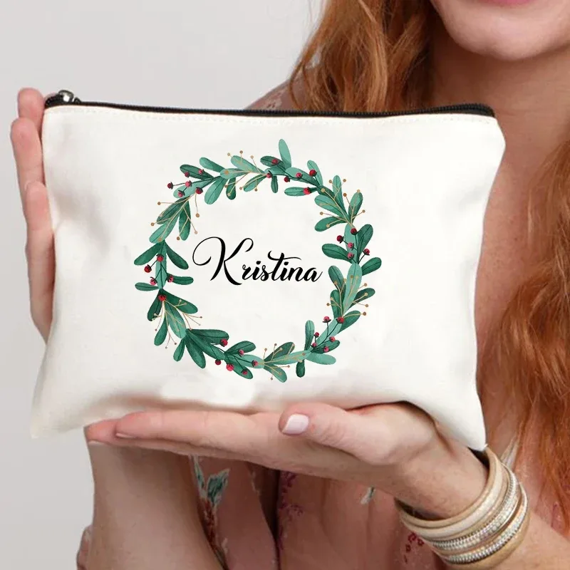 guirlande nom personnalisé toile sac cosmétique voyage fermeture éclair rangement trousses de toilette rétro trousse à crayons enseignant mariée cadeau personnaliser