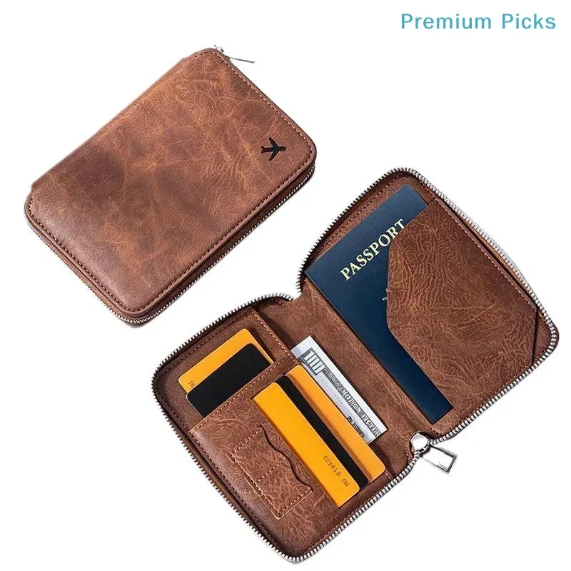 Porte-passeport zippé portable, grande capacité, organisateur de cartes d'identité et de billets de voyage, porte-monnaie durable et portable pour les voyages de vacances