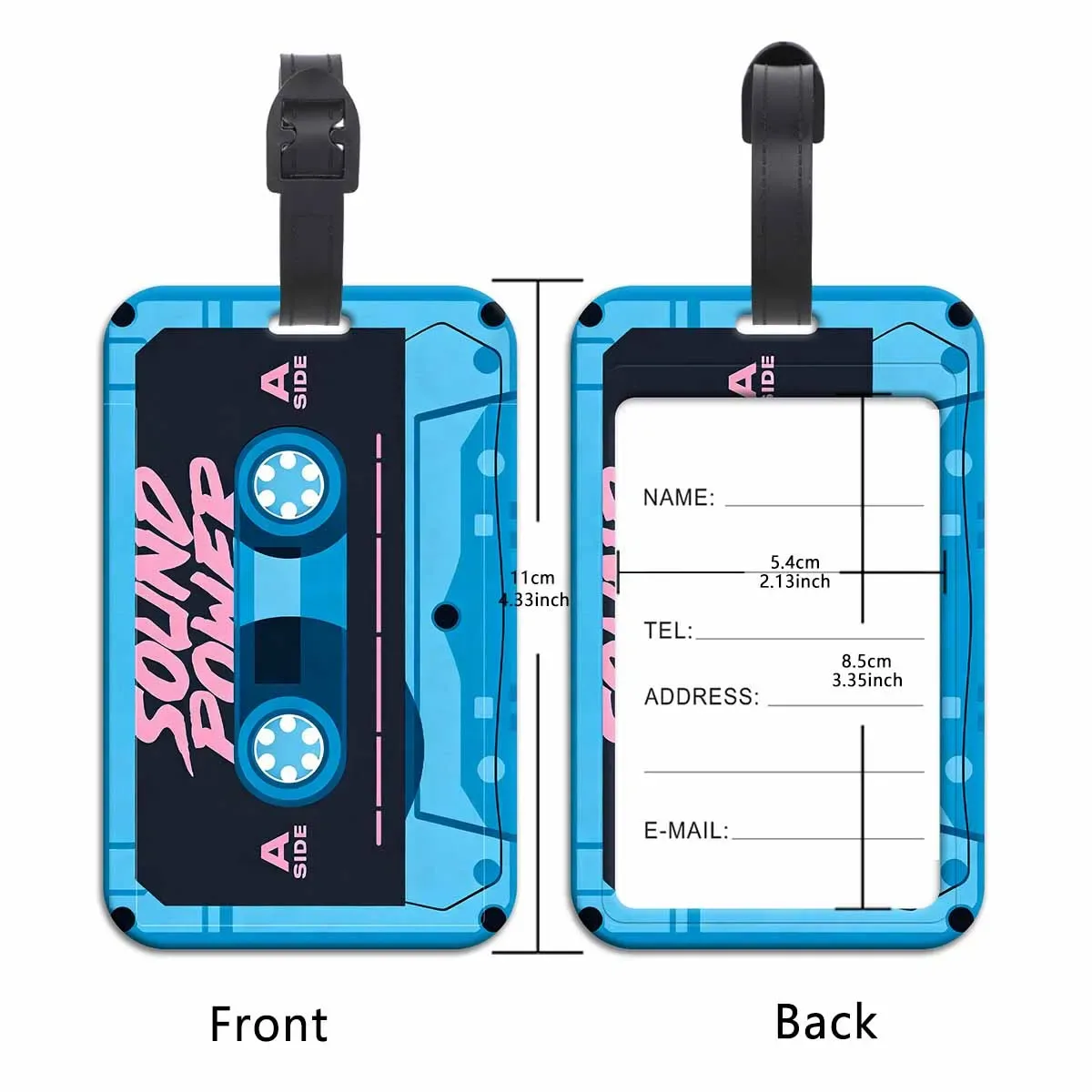 étiquette de bagage légère et portable, imprimée motif dessin animé rétro et avion, pour voyages d'affaires, accessoire de bagage