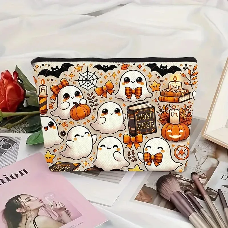 trousse polyester dessin animé bleu noir beige pliante extensible maquillage voyage toiletier cosmétique sac petit format