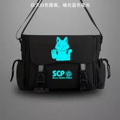 scp sécurisé conta sac de messager décontracté anime cosplay étudiant couverture lumineux sac à bandoulière pour hommes adolescents