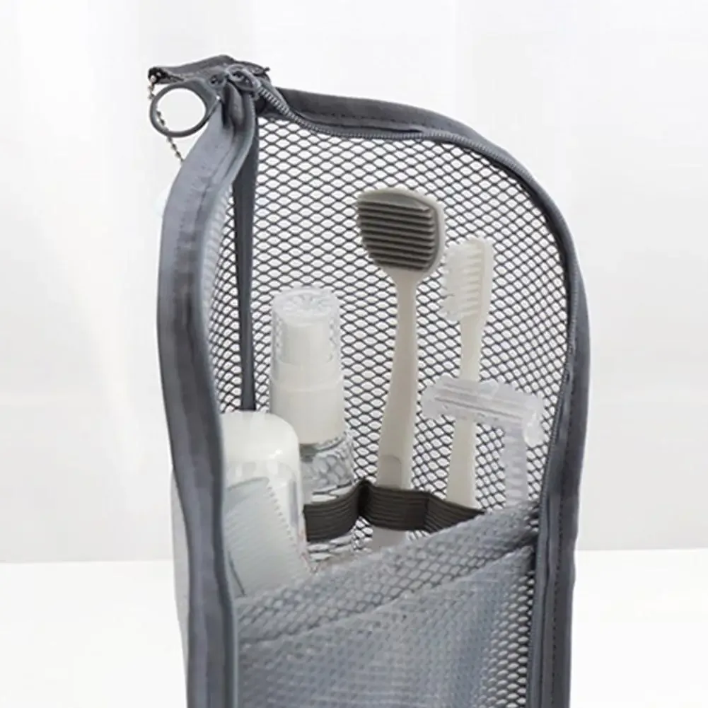trousse de toilette en maille autoportante, organisateur cosmétique portable pour voyage, pochette de rangement maquillage étanche, étui de voyage lavable