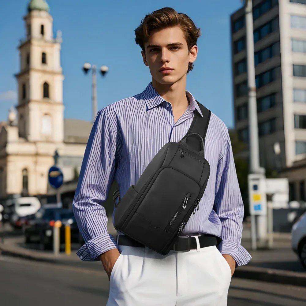 hcankcan mode hommes sac à bandoulière multifonction usb sac à bandoulière étanche sac de messager tendance sport voyage fronde poitrine sac