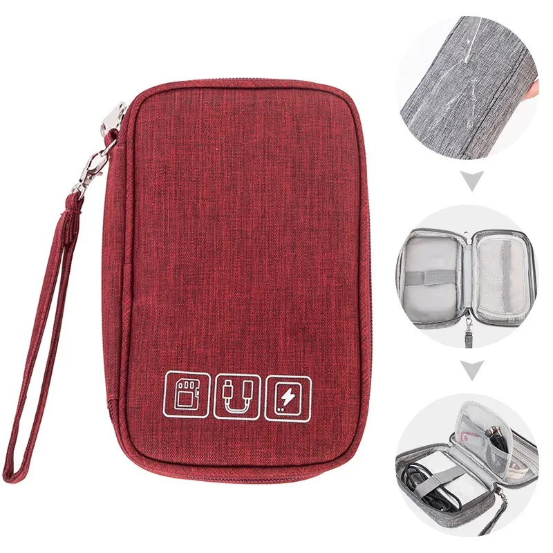 sac de rangement de câbles étanche, organisateur électronique numérique, chargeur de ligne de données usb portable, sac de rangement de prise, organisateur de câbles de voyage