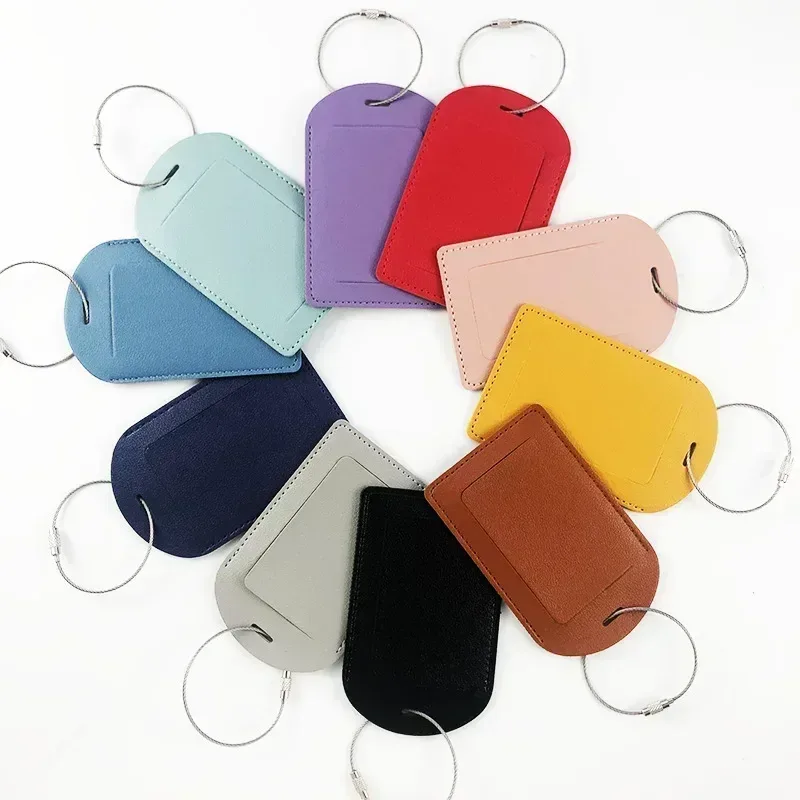 étiquettes de bagage en cuir pu pour femmes et hommes, nom de voyage, porte-adresse d'identification, étiquette d'adresse de valise, sac d'embarquement, accessoires