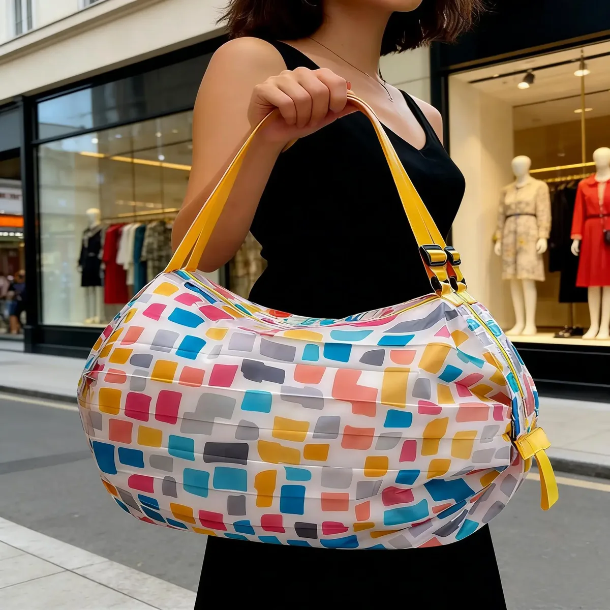 sac de rangement pliable avec poignée, sacs à main de voyage portables camouflage, sac de shopping de grande capacité
