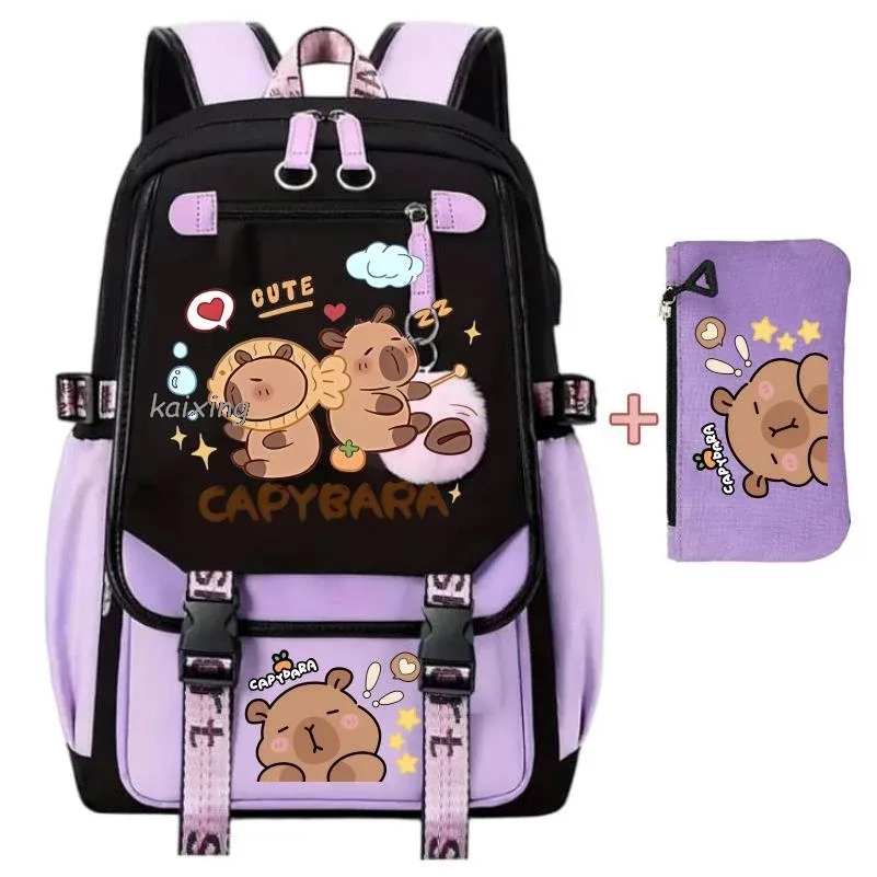 sacs à dos 2 pièces, ensemble kawaii capybara, légers, respirants, grande capacité, pour l'école, pour femmes et hommes, pour les voyages, meilleurs cadeaux