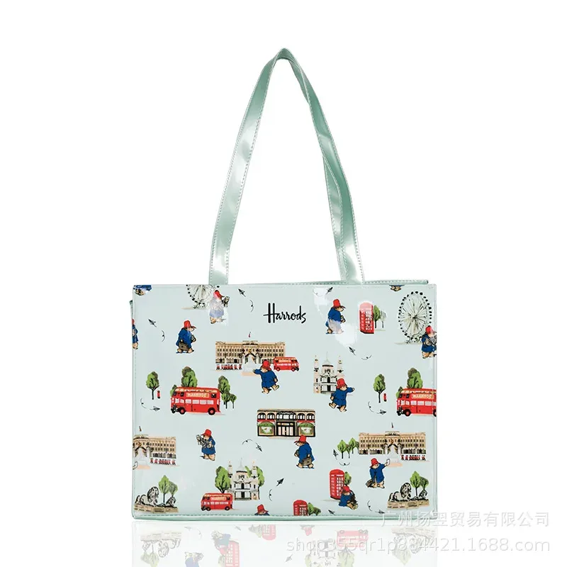 sac fourre-tout imperméable en pvc à imprimé cartoon pour femmes, sac à main décontracté et portable, sac pour le shopping, les trajets quotidiens et l'utilisation quotidienne en extérieur. ﻿