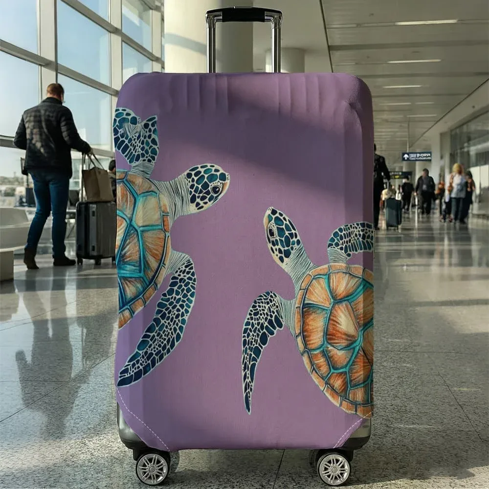 housse de protection pour bagages motif double tortue des profondeurs, convient aux bagages de 18 à 32 pouces, avec protège-poignées, accessoire de voyage