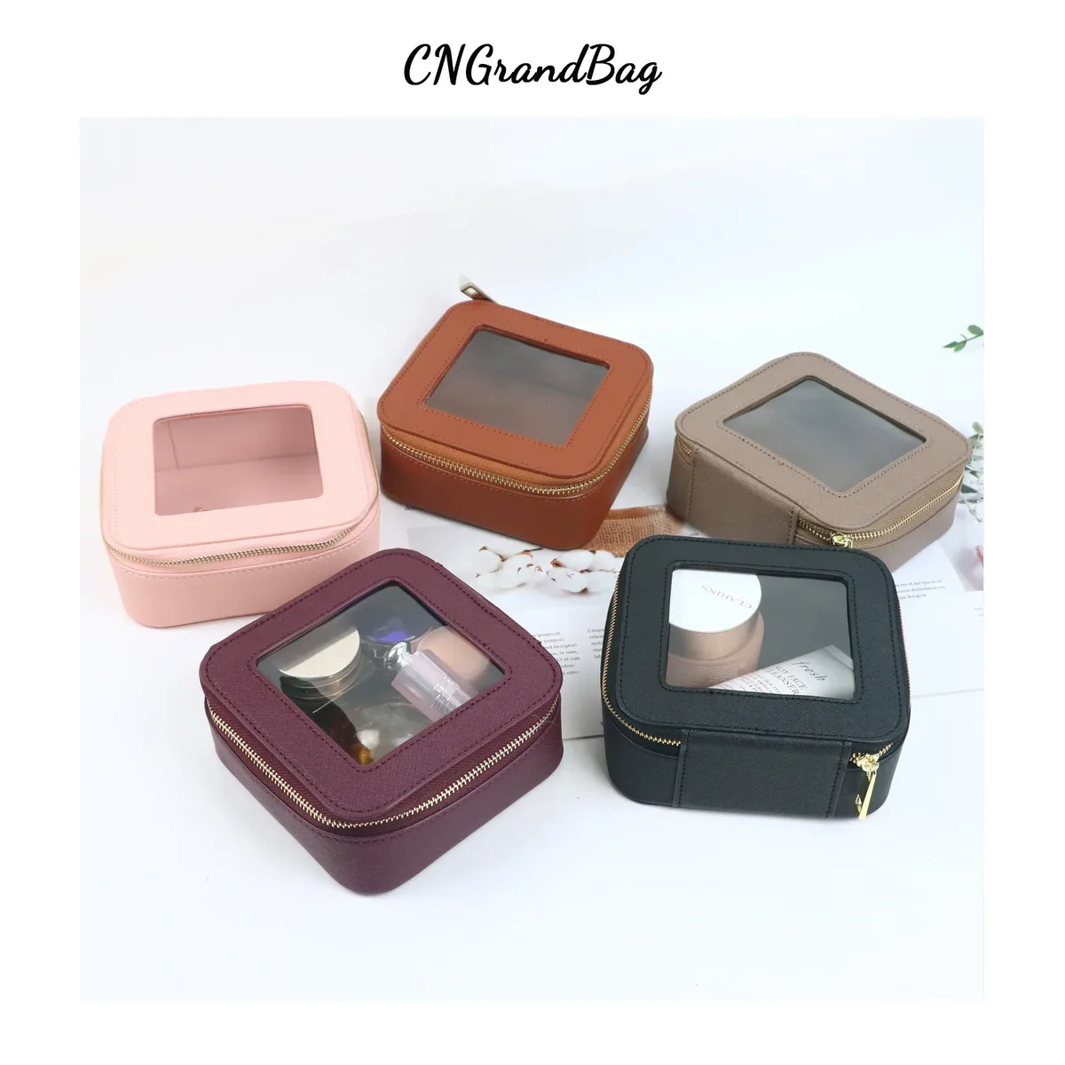 trousse de toilette de voyage en cuir saffiano pour femmes, nom personnalisé gratuit, organisateur de maquillage, sac à cosmétiques pour femmes