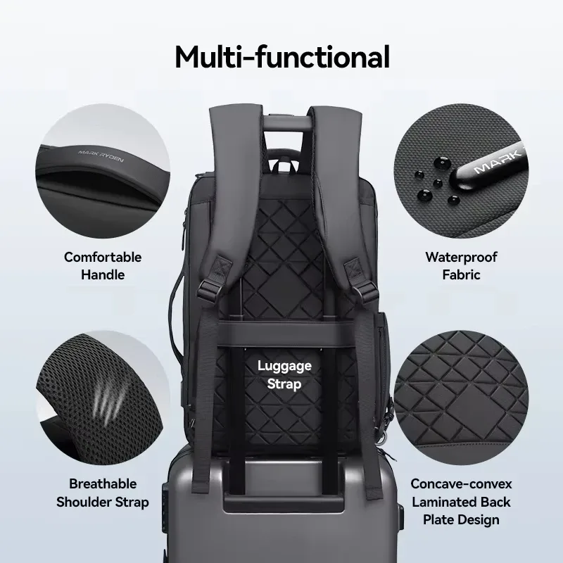 sac à dos pour ordinateur portable mark ryden 15,6 pouces, sac à dos de voyage pour hommes avec port de charge usb, sacs à dos scolaires, sac imperméable pour hommes