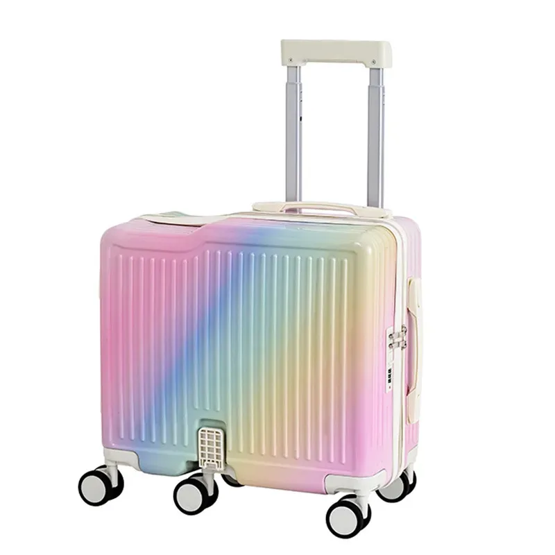 valise trolley pour enfants avec compartiment à bagages, jouet à roulettes, boîte à code, bagage cabine 20 pouces, compacte et légère pour le voyage