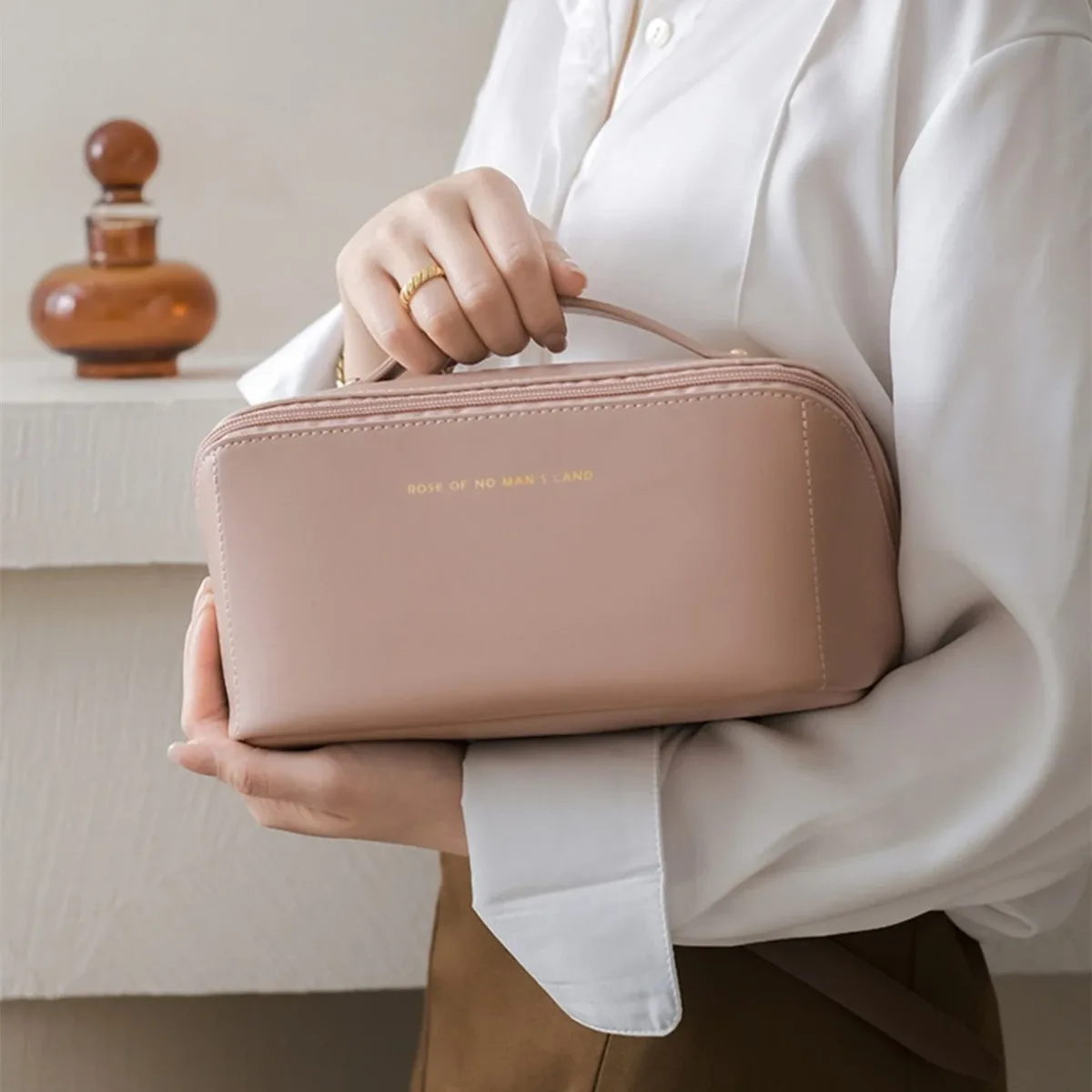 organisateur de maquillage trousse de toilette féminine sac trousse de maquillage pochette de rangement boîte de luxe pour dame, sac à cosmétiques, sac de rangement pour voyage zip