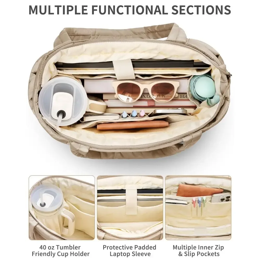 sac fourre-tout matelassé grande capacité pour femme, plusieurs poches avec porte-monnaie, sacs de transport légers et résistants à l'eau, sac pour maman