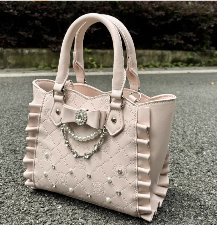 sac à main en strass et pierres précieuses de style japonais, fourre-tout lolita, nouveau sac à dos mignon pour femmes, sac à bandoulière avec nœud, 2 voies