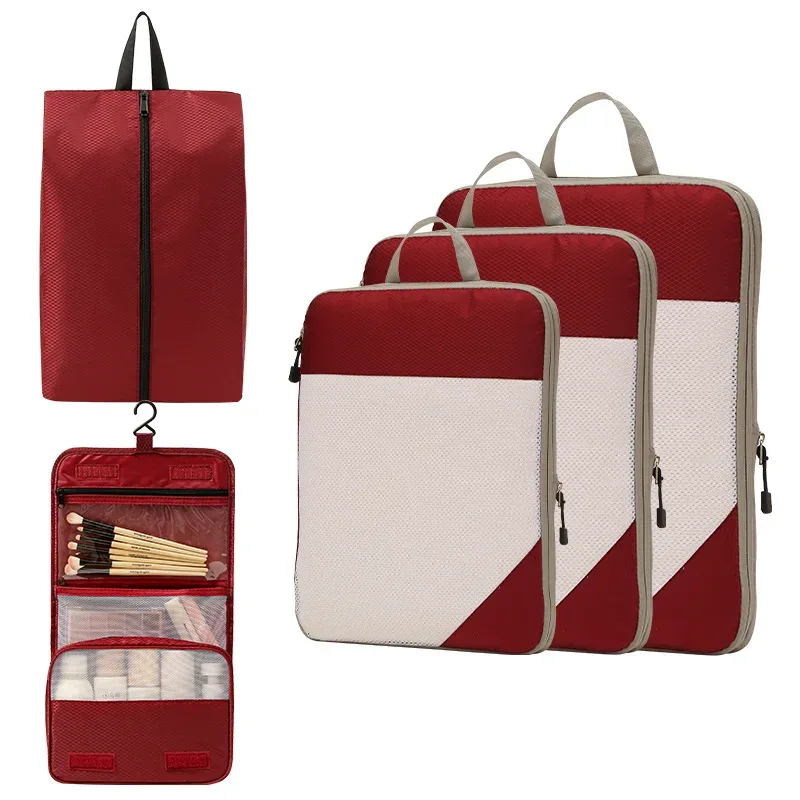 sac de rangement de voyage pour placard, bagages de voyage pour vêtements, chaussures, articles de toilette, cosmétiques, cubes d'emballage anti-poussière, sac de compression