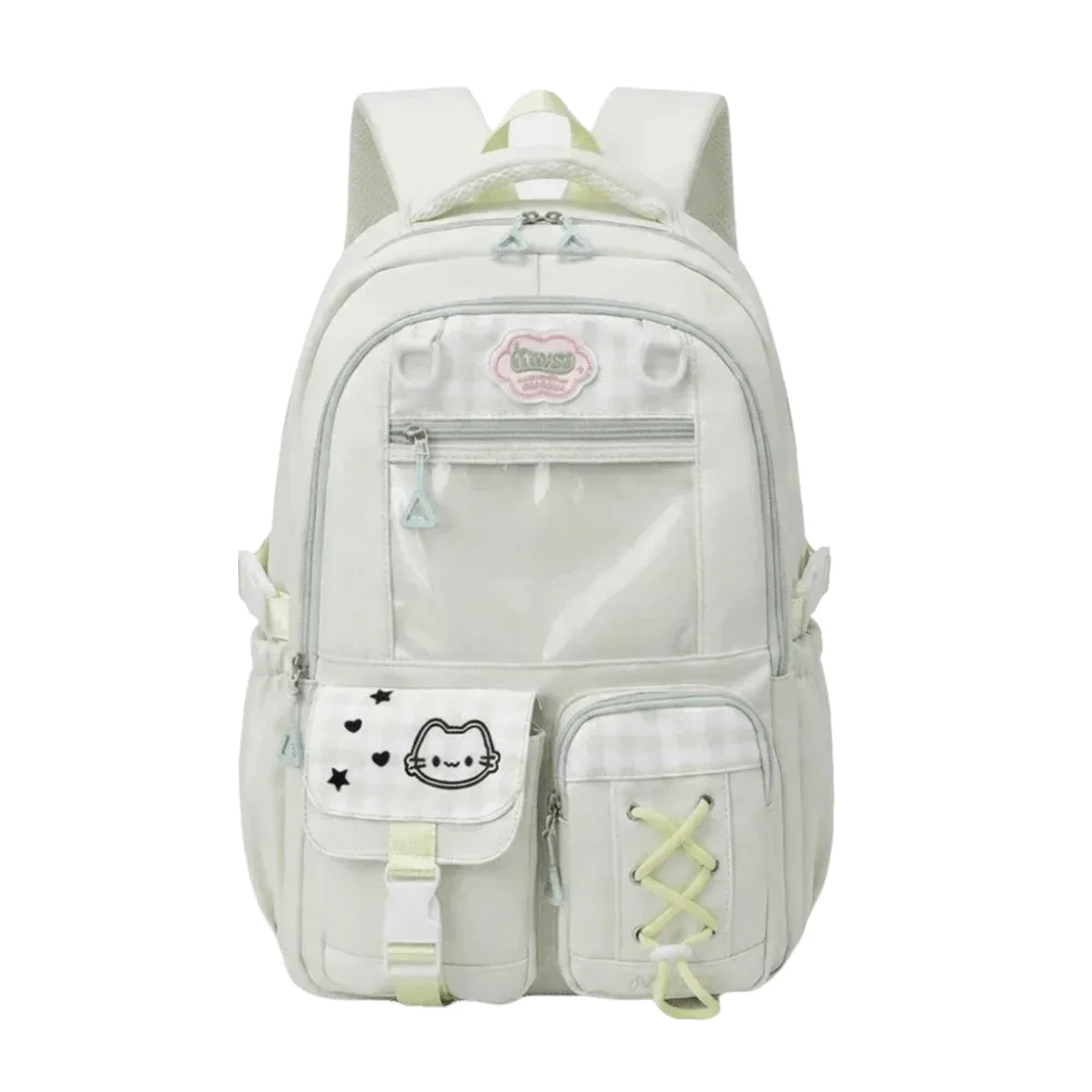 sac à dos scolaire de style preppy à plusieurs compartiments, grande capacité, multi-poches, fermeture éclair, léger, motif à carreaux, sac à dos de jour à blocs de couleurs.