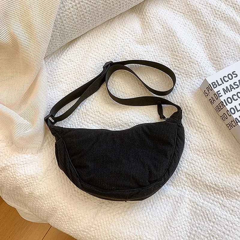 sac à bandoulière hobos en velours côtelé pour femmes, couleur unie, rétro décontracté, sacs à bandoulière pour dames, sacs à main de voyage quotidiens, sacoche
