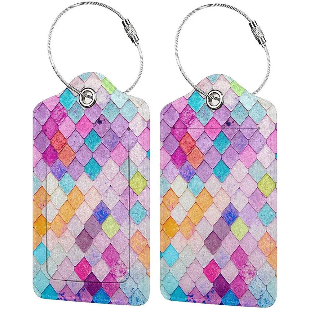 étiquette de bagage en cuir pu pour femmes et hommes, étiquette d'identification de valise, porte-nom et adresse pour bagages, accessoire de voyage