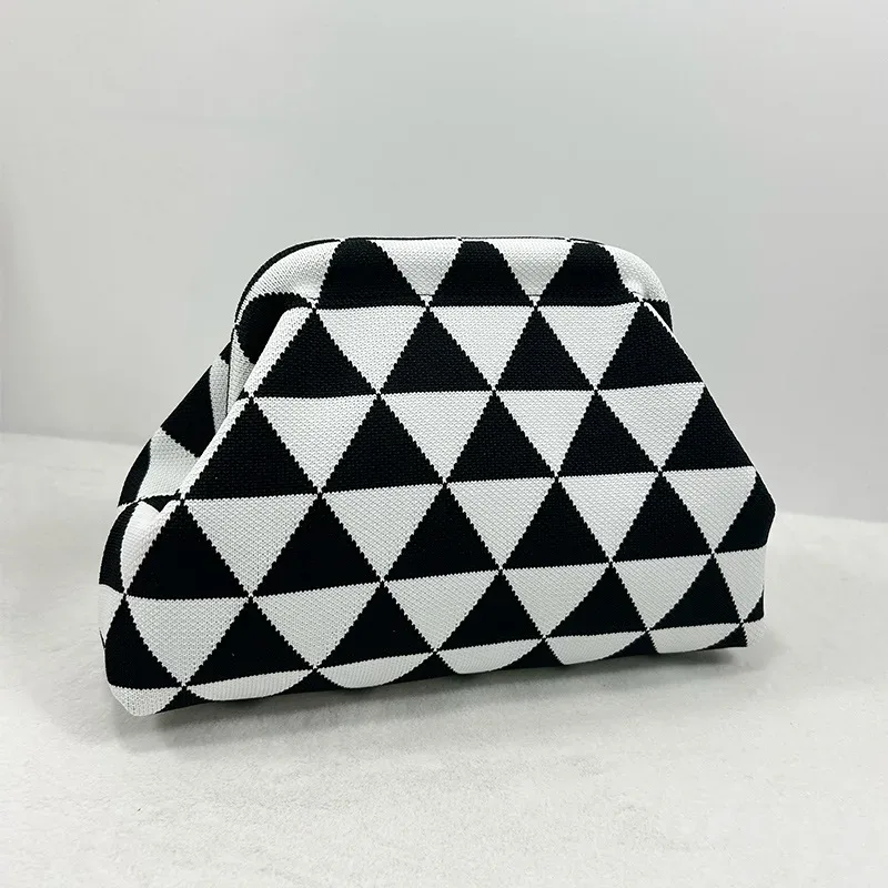 sacs à main tissés au crochet pour femmes, pochette de plage d'été, sacs à main tricotés, pochette de boulettes froncée, mignon nuage décontracté, sac colorblock
