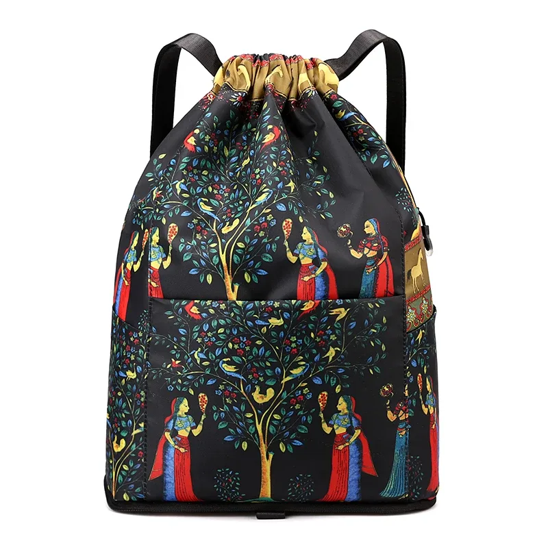 mode femmes sac à cordon sac à dos de haute qualité tissu filles sac à dos femme portable sac pliant shopping sac à dos