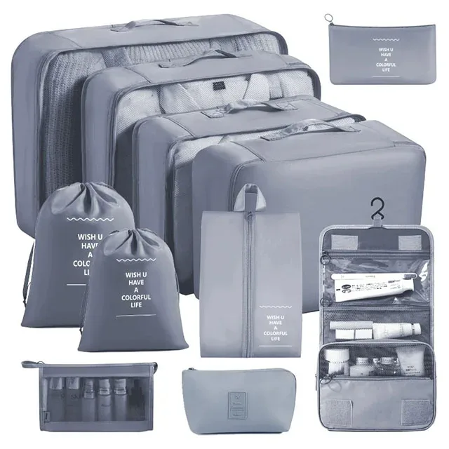 organisateur voyage polyester visibilité sac compresseur vêtements accessoires beige rose pâle léger résistant transport