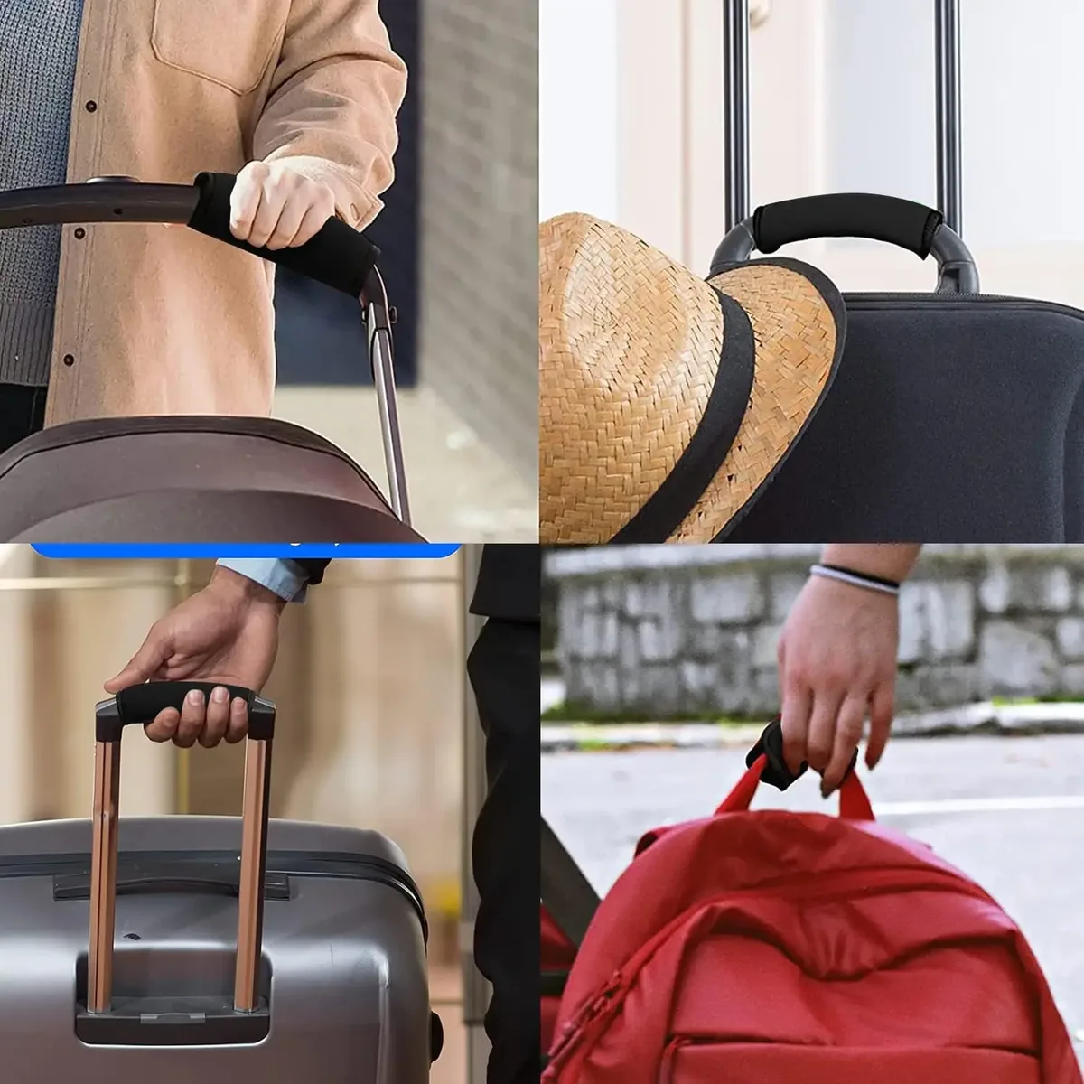 protège greffes poignée tissu multicouleur confort auto adhésif voyage sac valise pods trousseau cadeau
