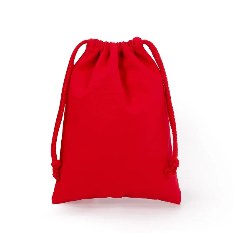 sac d'emballage en toile de coton et polyester avec cordon de serrage, personnalisable avec logo, blanc uni, pour cadeaux et rangement
