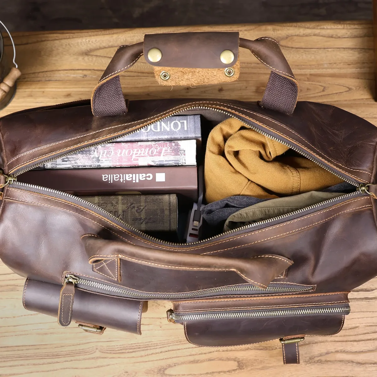 sac de voyage vintage s.worker en cuir de vachette pleine fleur, grande capacité, bagage à main, sac de week-end en cuir véritable