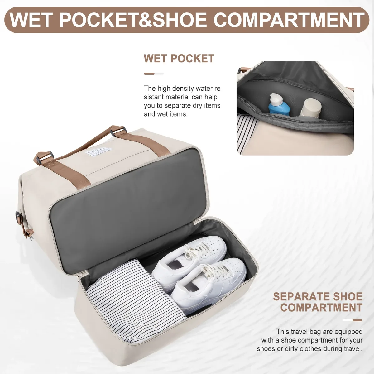 sac fourre-tout de voyage, sac à main léger avec compartiment à chaussures, sac à bandoulière de grande capacité, sac de voyage de cabine, sac de sport