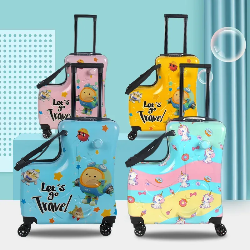 les valises de voyage pour enfants peuvent s'asseoir et monter sur les bagages à roulettes, valises mignonnes 