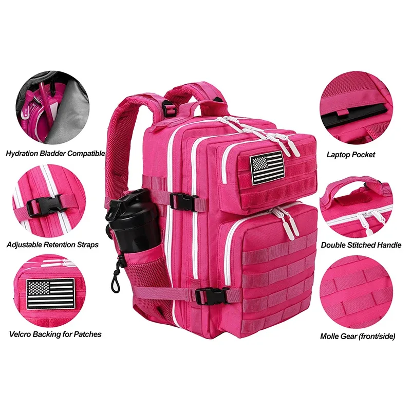 lhi 25l sac à dos tactique pour femmes fitness athlète sac de sport petit sac à dos de voyage pour sports de plein air avec porte-bouteille