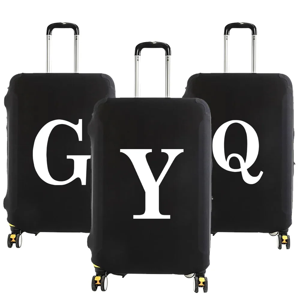 juste de bagage unisexe avec motif de lettre blanche, sacs à poussière élastiques, valise à roulettes, étui à la mode, accessoires de voyage, 18 "-32"