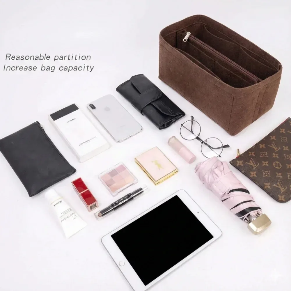 organisateur de sac à main de qualité supérieure, insert pour sac à main, séparateur intérieur, pochette de maquillage, rangement cosmétique pour sac fourre-tout, taille 25 30 35, accessoires