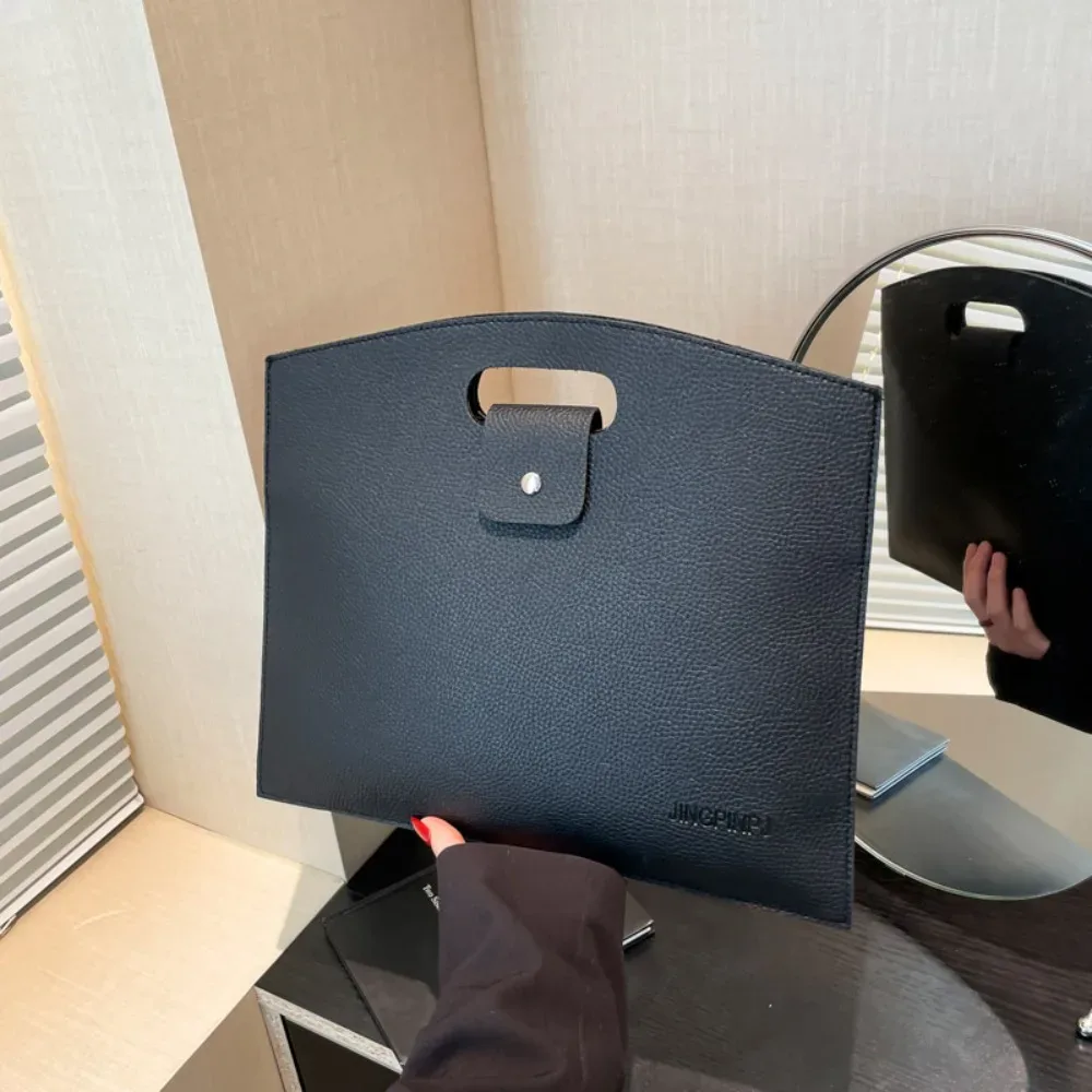 sac fourre-tout simple en pu pour documents de bureau, couleur unie, sac pour ordinateur portable, sac de fichiers, sac à main de grande capacité, sac d'ordinateur pour femmes
