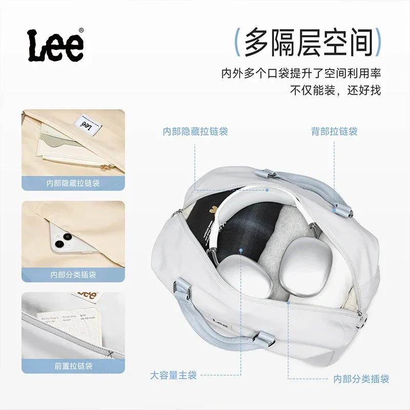 sac de voyage rose grande capacité lee pour femme avec compartiment à chaussures, sac de week-end, sac de sport, sac de fitness, sac de gym, sac de loisirs pour femme
