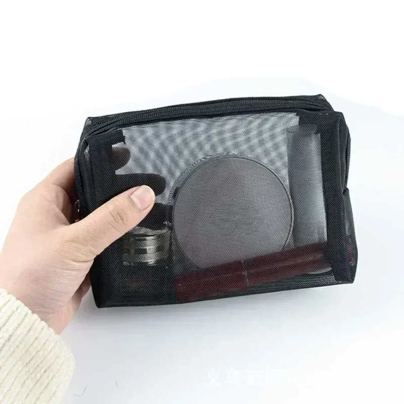 sac à cosmétiques en maille pour femmes, rangement de voyage, sac de maquillage, organisateur, pochette de maquillage portable, petite et grande trousse de toilette et de beauté