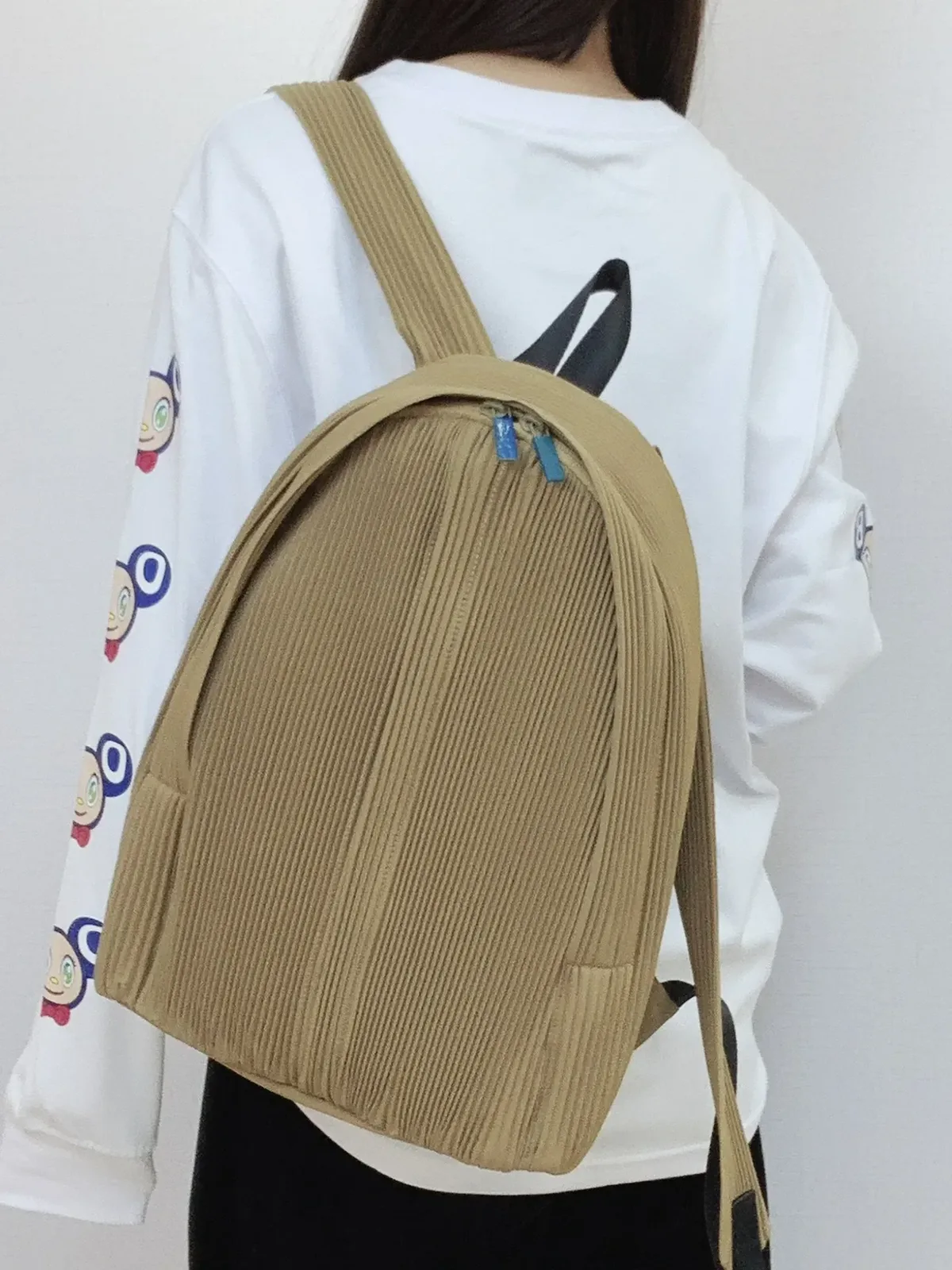 yudx-sac à dos plissé à épaules avec fermeture éclair, couleur unie, design décontracté, voyage, école, sortie, nouvelle collection 2024