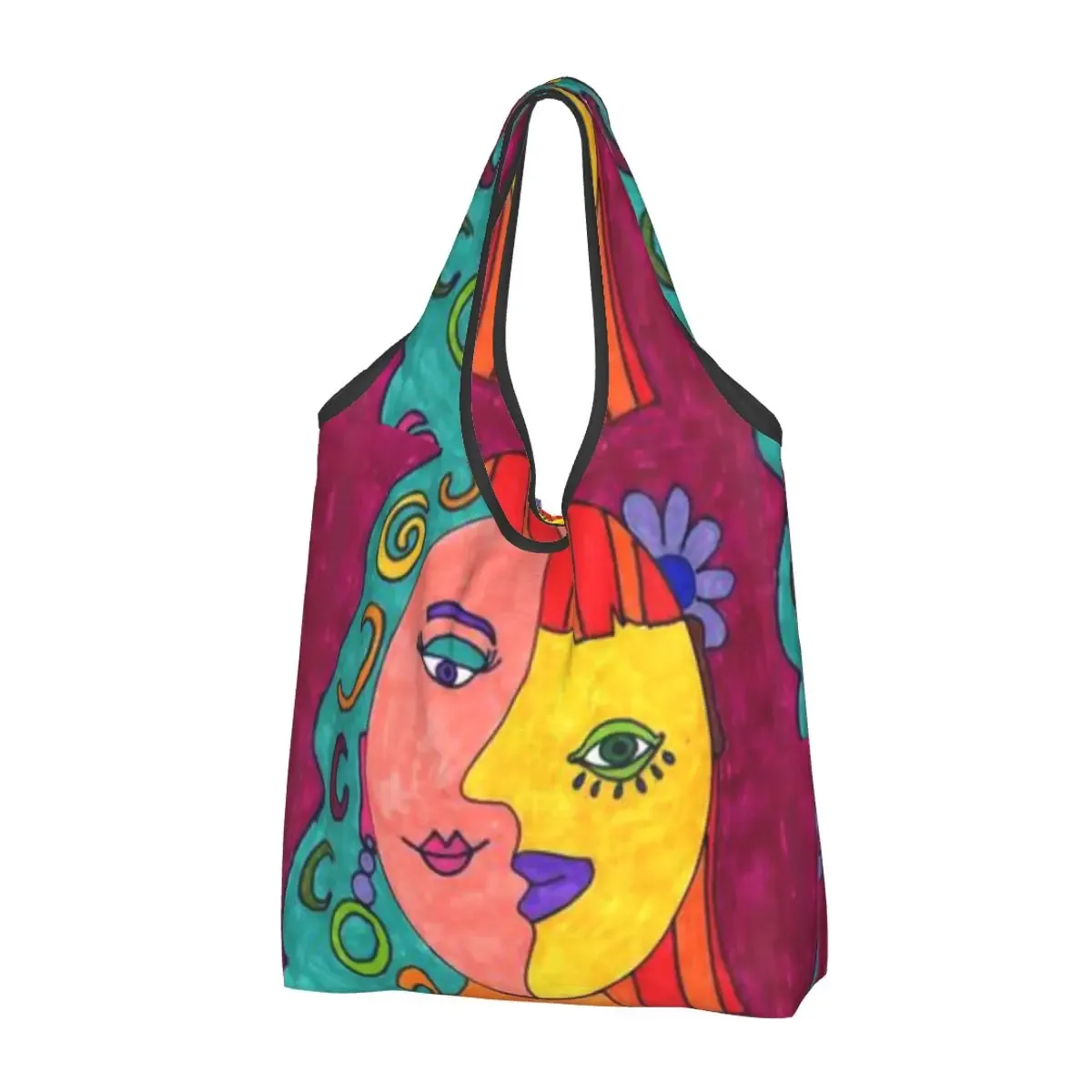 personnalisé drôle espagne pablo picasso guernica shopping sac fourre-tout portable épicerie shopper sac à bandoulière