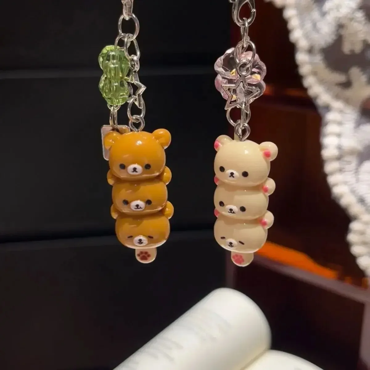 porte-clés ours empilés mignon, breloque porte-bonheur kawaii, pendentif trois ours, accessoire pour sac à dos et sac à main, cadeau mignon pour filles et femmes