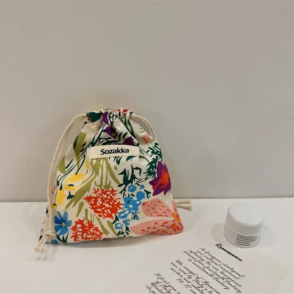 sac à cosmétiques en coton à cordon de serrage, fourre-tout pliable écologique, sacs à main portables, sacs d'épicerie pliables, sac de rangement en toile
