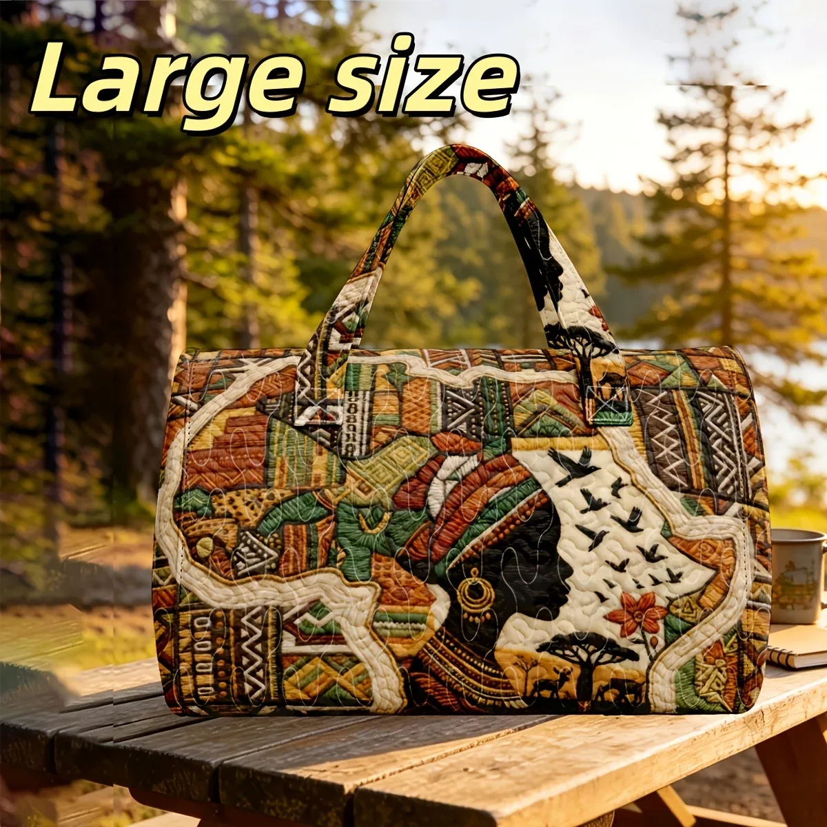 sac de voyage africain matelassé 3d, sac de week-end bohème pour femmes, avec imprimé carte africaine, sac spécial pour les fêtes