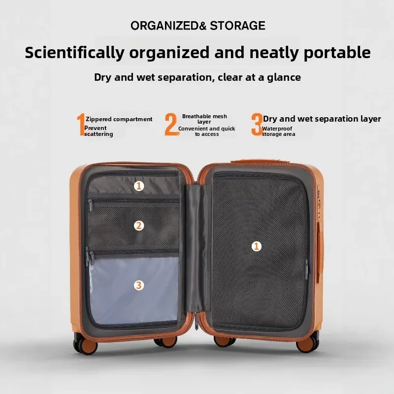 valise de voyage multifonctionnelle 20/24 pouces, élégante, à roulettes silencieuses, pour affaires et cabine