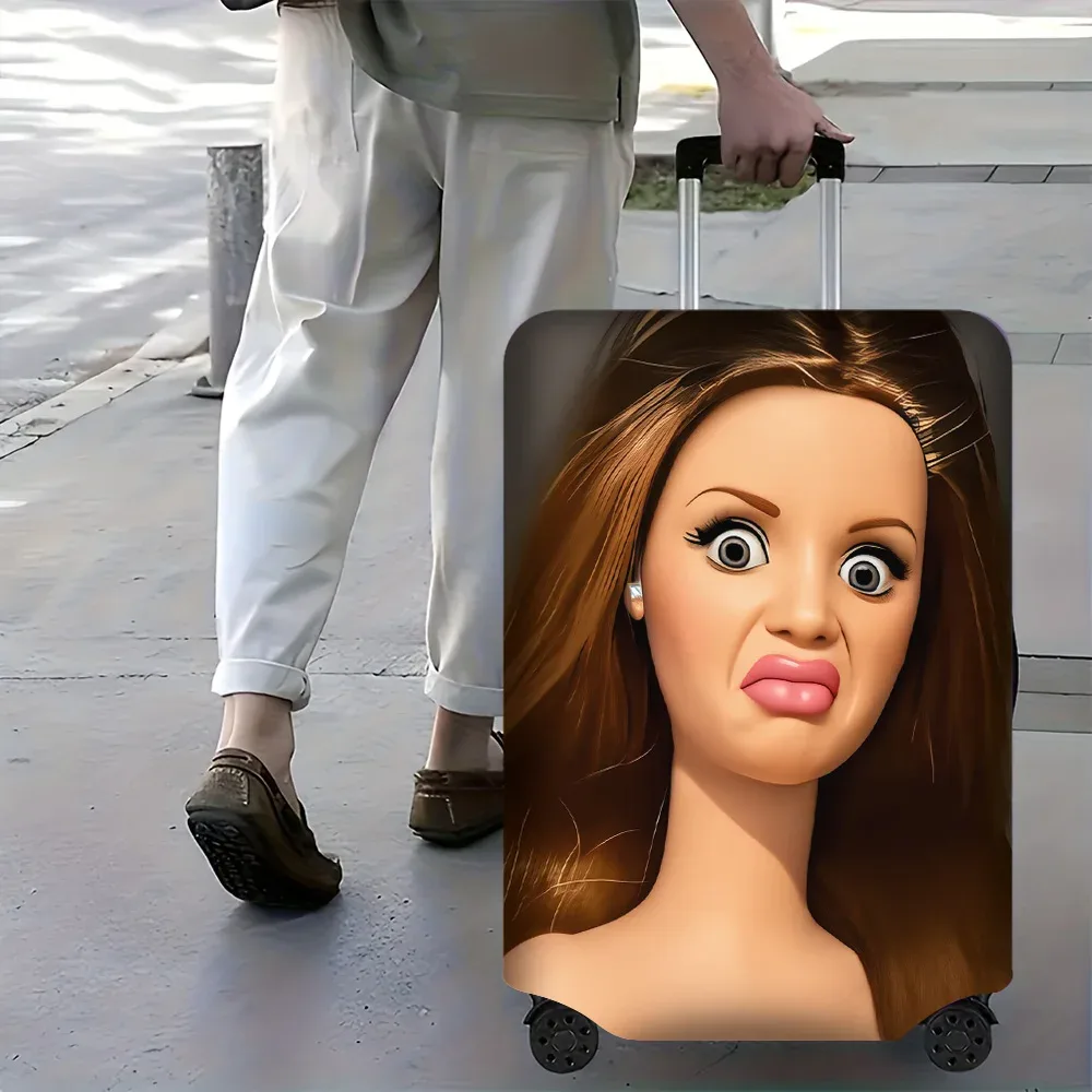 1 housse de bagage amusante avec imprimé visage de bébé pour bagages de 18 à 32 pouces ; accessoires de voyage anti-poussière et élastiques pour protéger efficacement vos bagages.