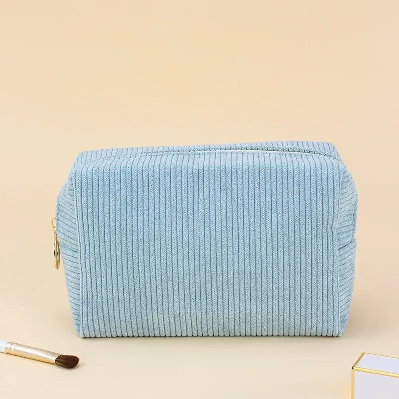 nouveau sac de maquillage octogonal en velours côtelé pour femmes, sac de rangement portable de grande capacité, trousse de toilette de voyage ms04
