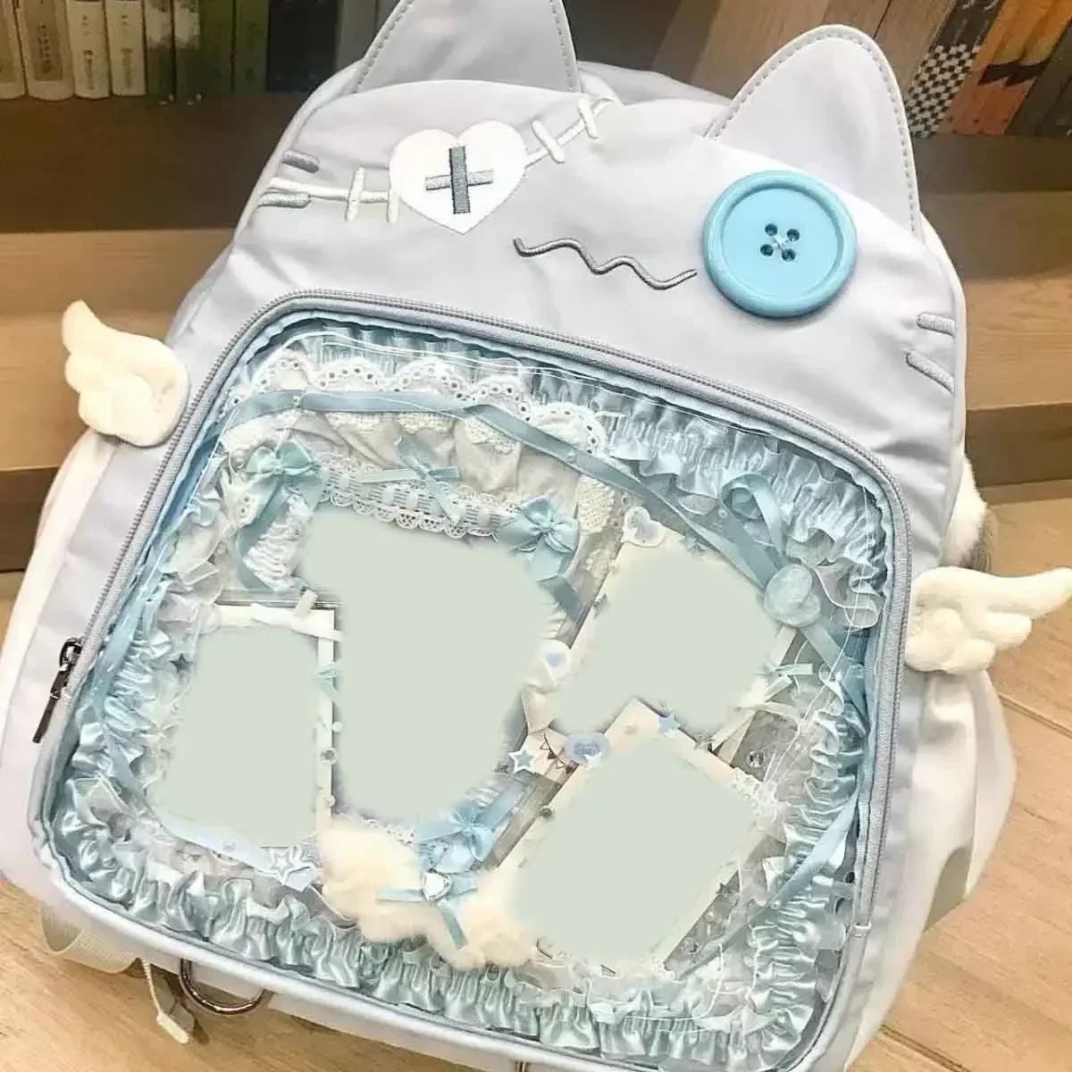 sac à dos chat mignon pour femme, sac ita transparent, sacs à dos esthétiques féminins, nylon, style japonais, mode décontractée, grande capacité