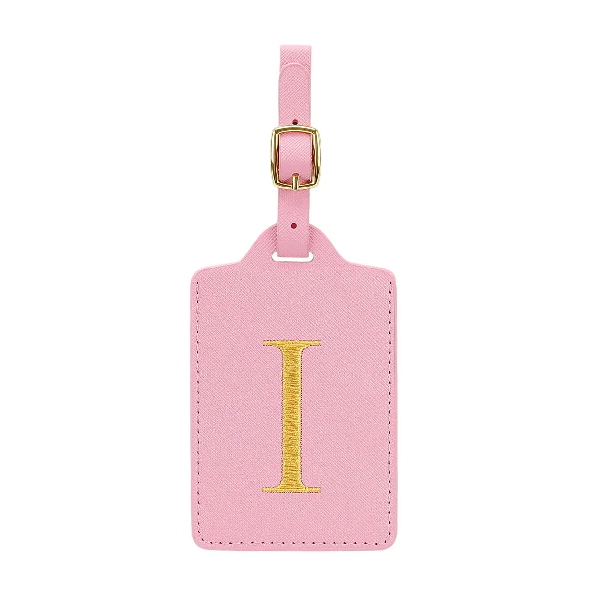 étiquettes de bagages miyin 26 lettres en cuir pu pour valises, protection de la vie privée, accessoires de voyage essentiels, rose