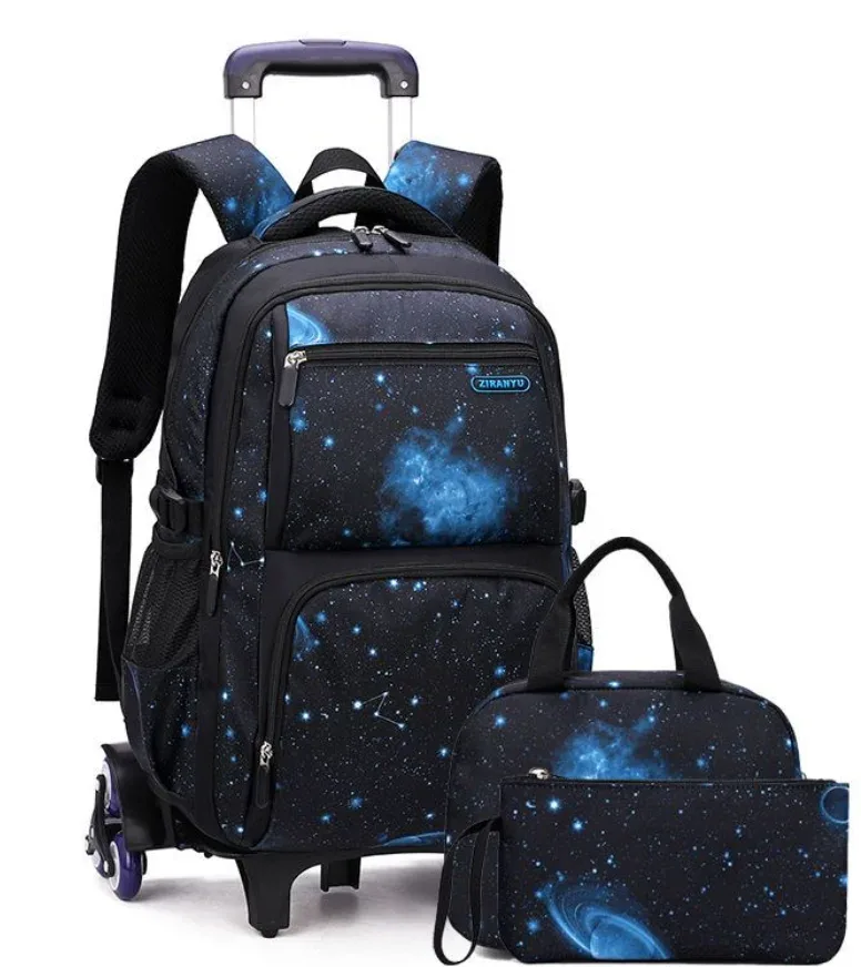 sac à dos à roulettes pour enfants, valise de voyage à roulettes, sac à roulettes pour l'école, ensemble de sacs d'école pour garçons, ensemble de sacs à déjeuner